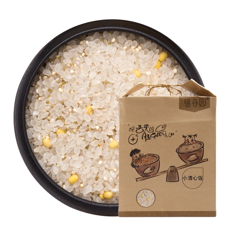 锦谷园 小清心饭2500g 秋田小町大米绿小米白小米白藜麦米绿豆混合米饭混合米粥2.5KG