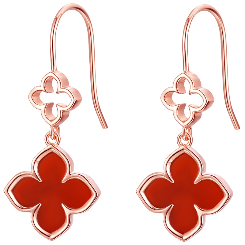 佰色传情925纯银四叶草耳饰女新款潮耳环耳坠简约网红气质