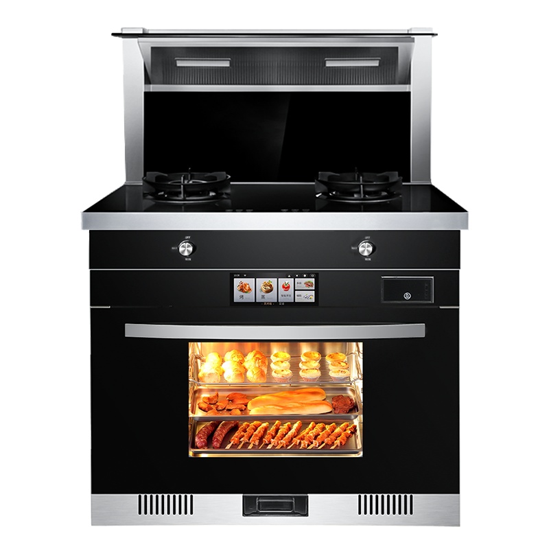 欧尼尔OUNIER LX6-CSZK一体式厨房一体机带蒸烤箱彩屏下排烟式家用燃气自动清洗双电机油烟机天然气集成灶