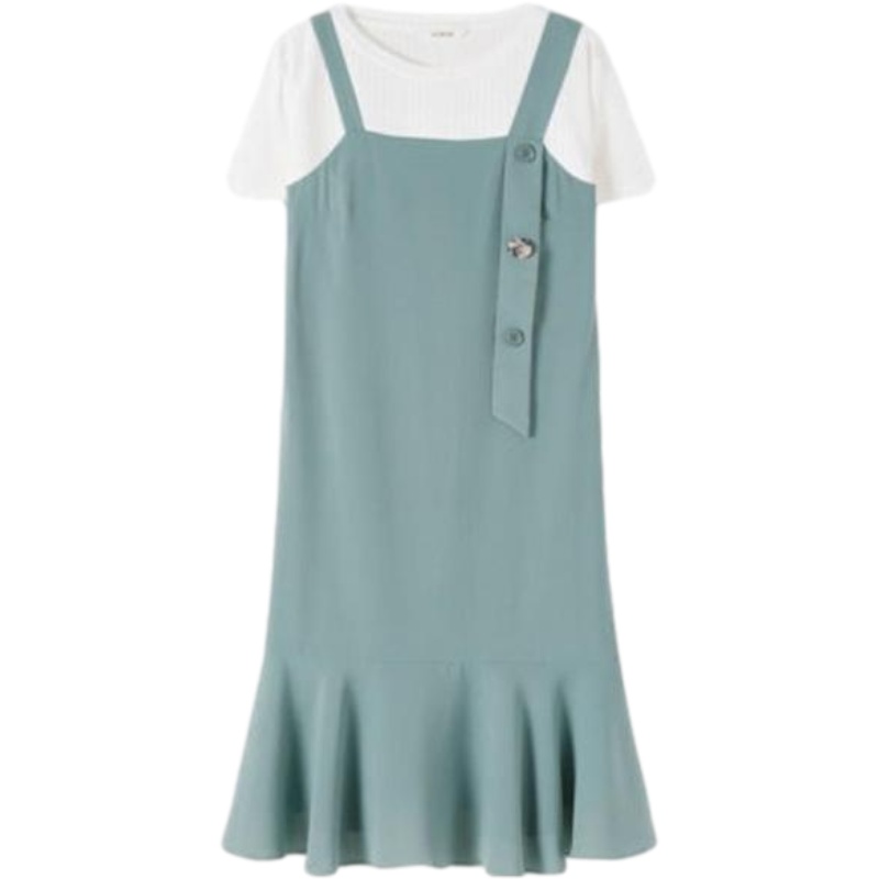 La Babite专柜同款吊带连衣裙套装夏季新款法式流行背带裙两件