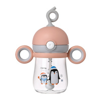 日康宝宝吸管杯 学饮杯儿童水壶婴儿防呛防漏喝水杯子水杯RK-B1030[棕灰]