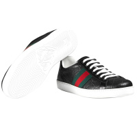 [海外直邮]GUCCI古驰男鞋Ace系列男士运动休闲鞋黑色双G压花386750 CWCG0 1070