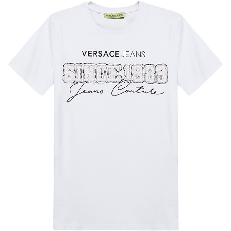 Versace JEANS 范思哲 女士铆钉图案棉质圆领短袖T恤 B2HTA7T9 36255