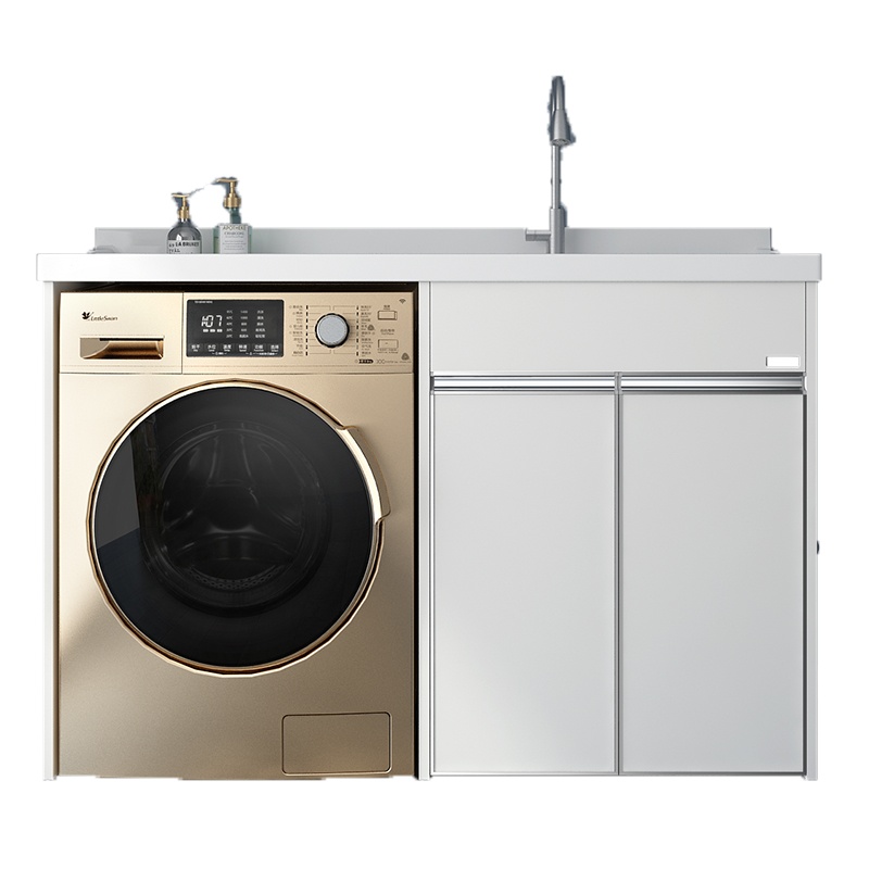 阳台洗衣柜符象洗衣机伴侣洗衣池带搓板洗手台盆柜洗衣槽一体柜子组合