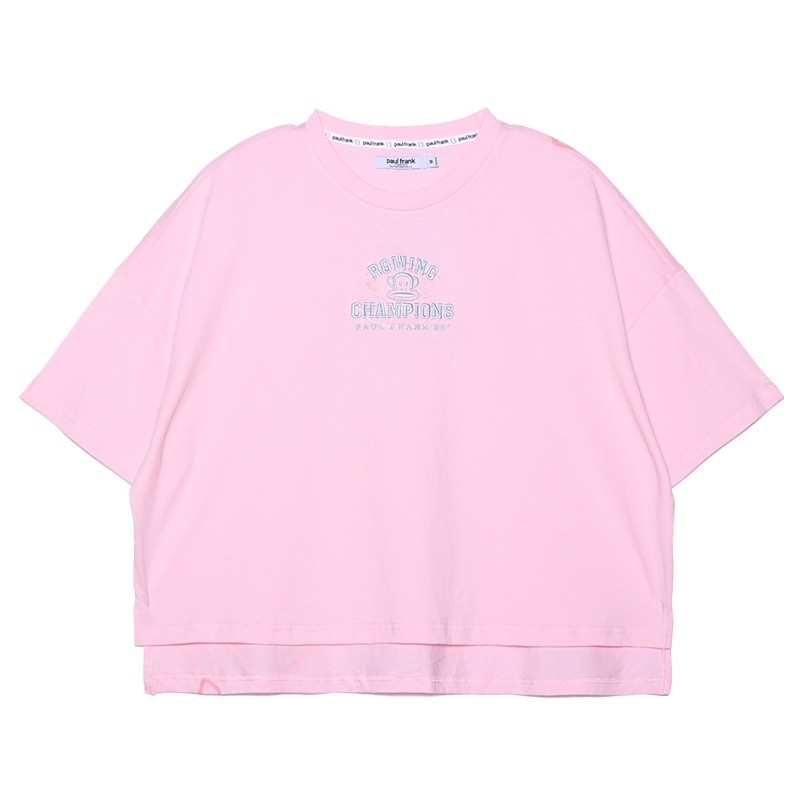 Paul Frank/大嘴猴 夏季短袖T恤女韩版潮流元气可爱粉短款夏装上衣