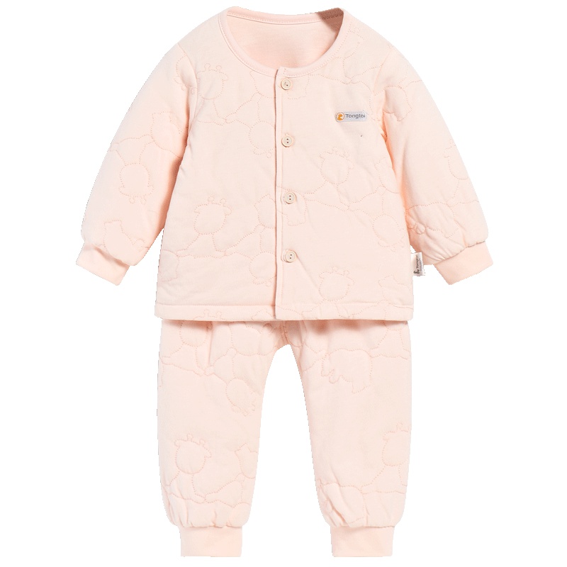 童泰TONGTAI冬季婴幼儿薄棉对开居家服3-18个月男女宝宝棉衣套装儿童通用73cm
