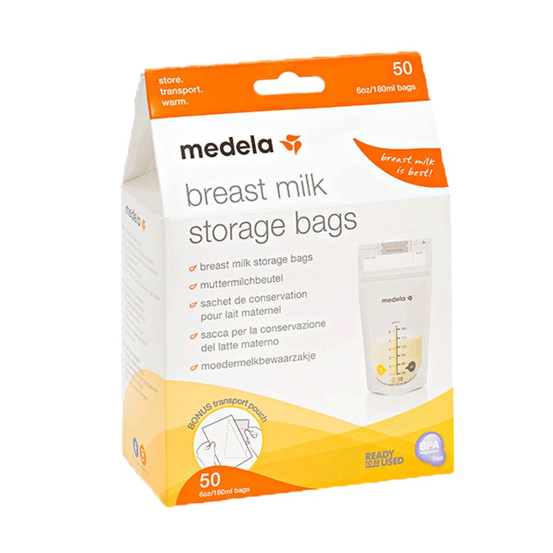 美德乐Medela储奶袋存奶袋母乳保鲜袋180ml(50片装)大容量预消毒打开即用双重拉链保障母乳不漏