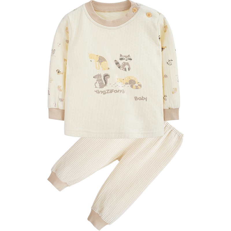 苏宁自营婴姿坊男童女童肩开扣两件套杏色73-110cm 0-5岁