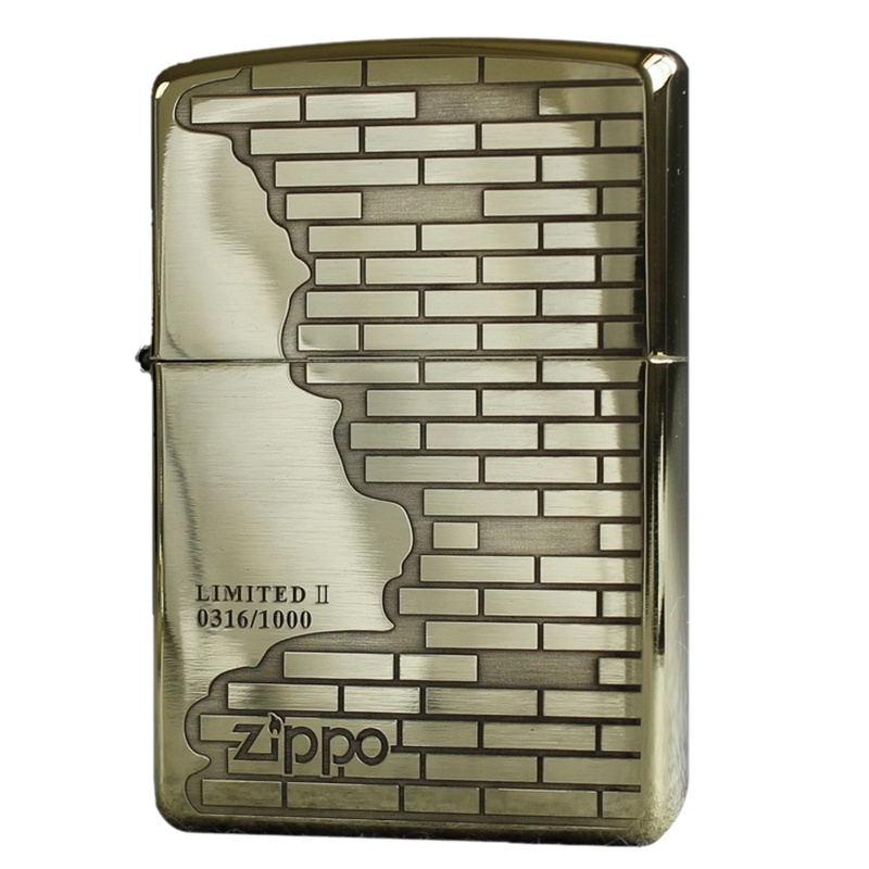 美国ZIPPO打火机 芝宝 纯铜双面蚀刻 历史墙 墙壁 限量珍藏 纯铜盔甲加厚男士礼品