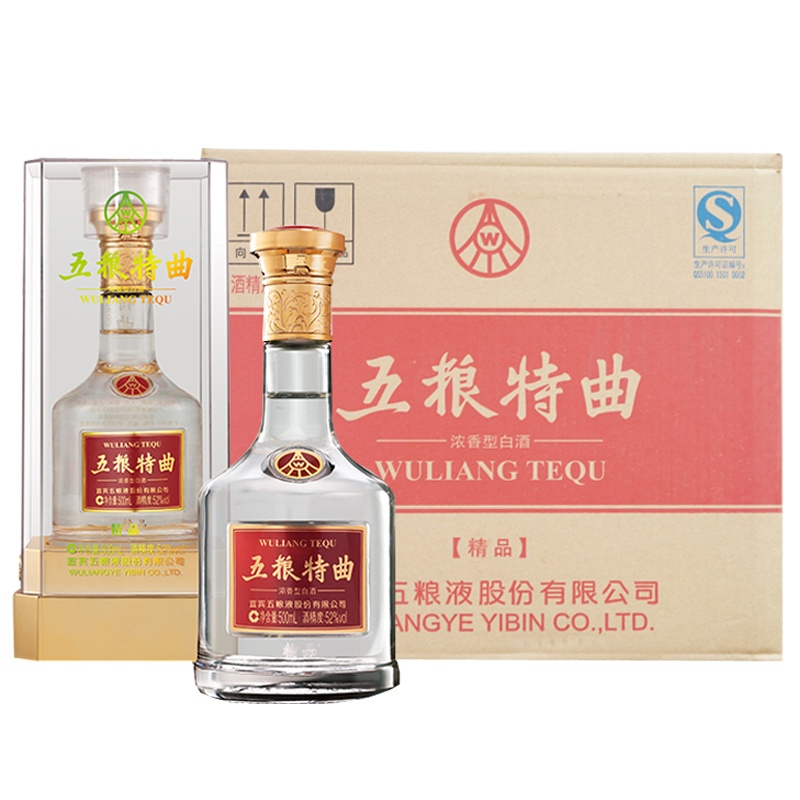 五粮液 总厂出品 五粮特曲 精品 52度 浓香型白酒 500ml*6 整箱装
