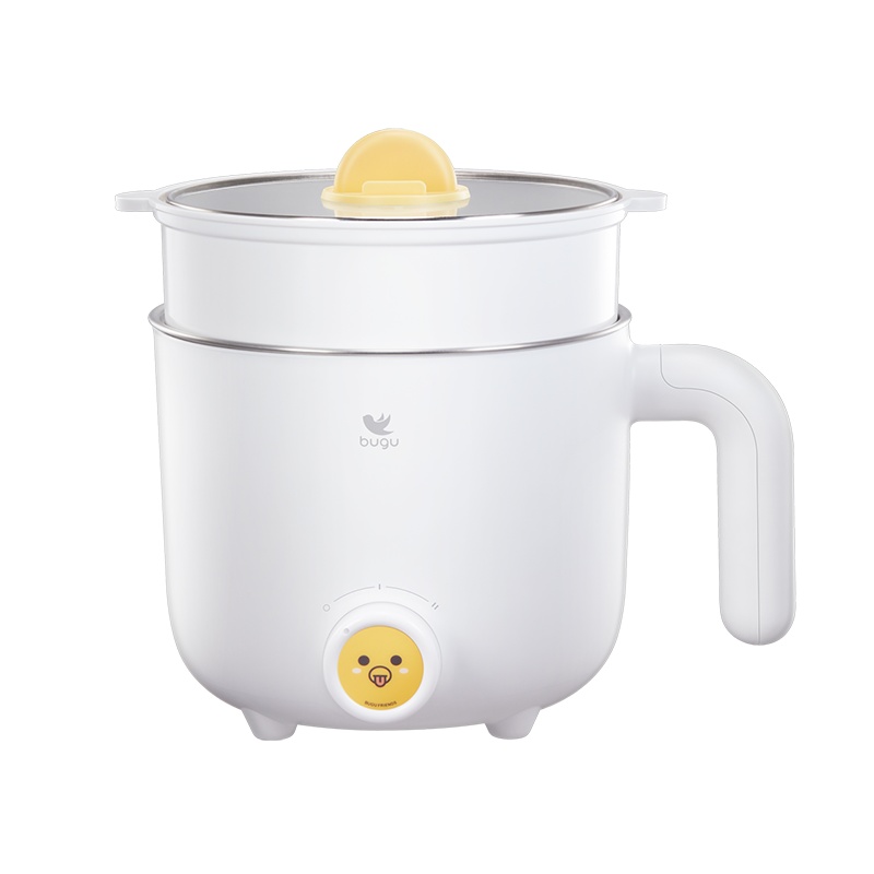 布谷(BUGU)多用途锅多功能电热电煮锅小火锅电热杯宿舍小锅煮面泡面锅小煮锅不锈钢+蒸笼BG-S21Z
