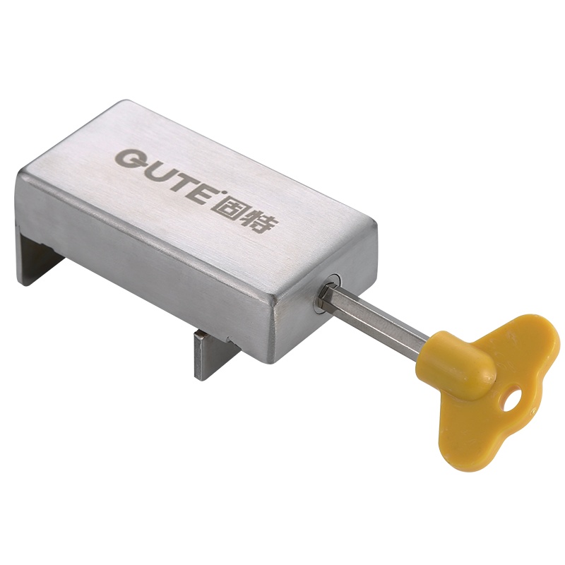 固特GUTE 窗锁塑钢铝合金推拉窗户锁 平移窗锁扣 儿童安全防护限位器 拉丝不锈钢 调节距离7-51mm