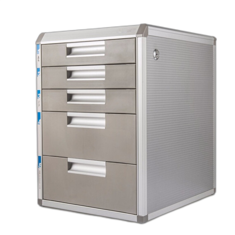 苏宁宜品推荐桌面文件柜带锁铝合金五层C9932 银色(单位:个)