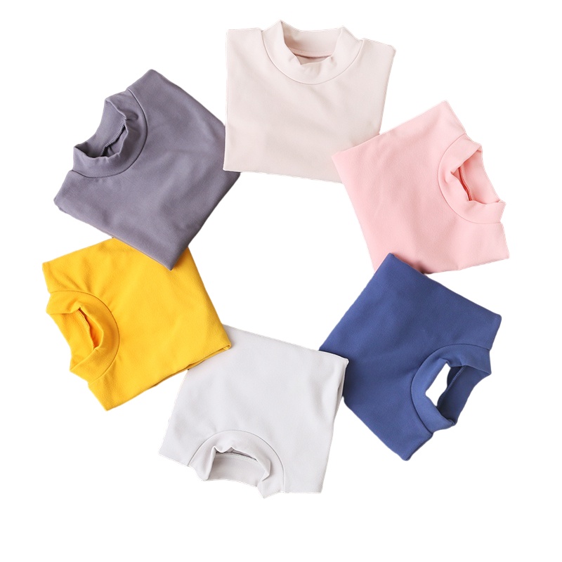 [2件]苏宁宜品2021儿童德绒低领打底衫洋气百搭秋冬款宝宝秋冬加厚德绒童装上衣