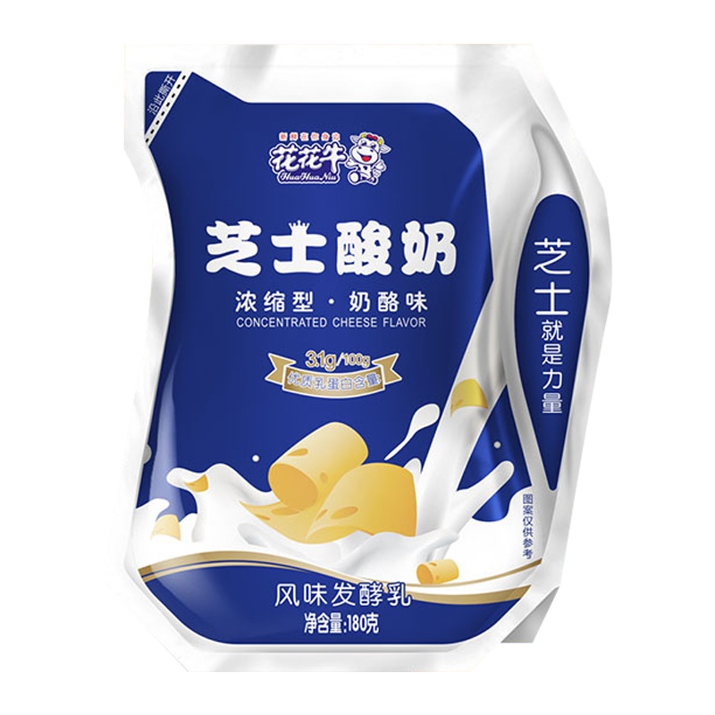 花花牛浓缩酸奶芝士风味益生菌发酵乳牛奶整箱180g*12网红袋装