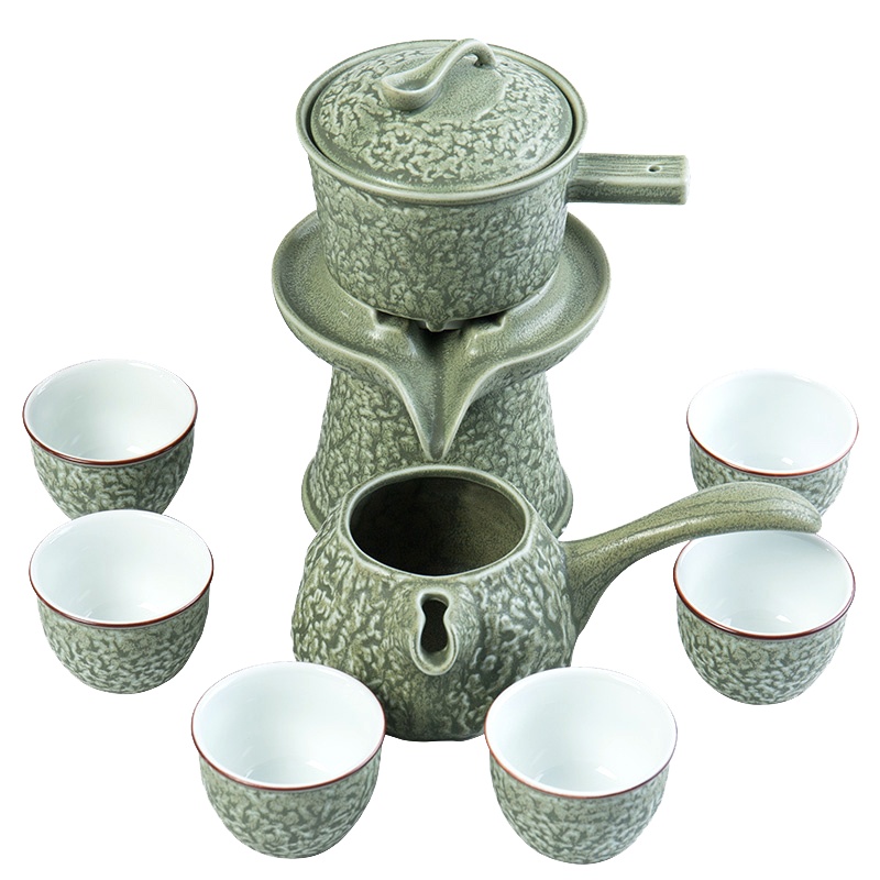 复古茶具套装 XTL988 石磨创意懒人功夫泡茶器粗陶瓷全半自动茶具套装 (套)