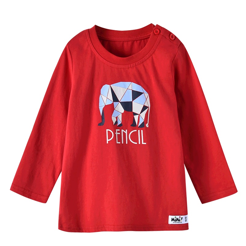 铅笔俱乐部童装2020秋装新款男童长袖T恤小男童宝宝动物图上衣T恤