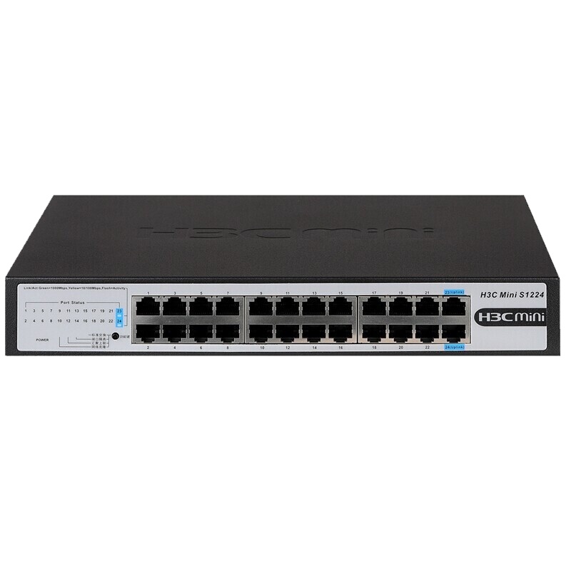 华三(H3C)Mini S1224 24口千兆 以太网交换机即插即用非网管 黑色