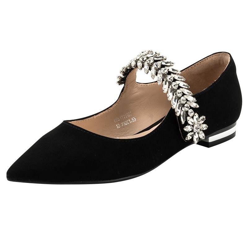 ST&SAT/星期六旗下水钻装饰尖头中跟细跟时尚拖鞋女DF82110239