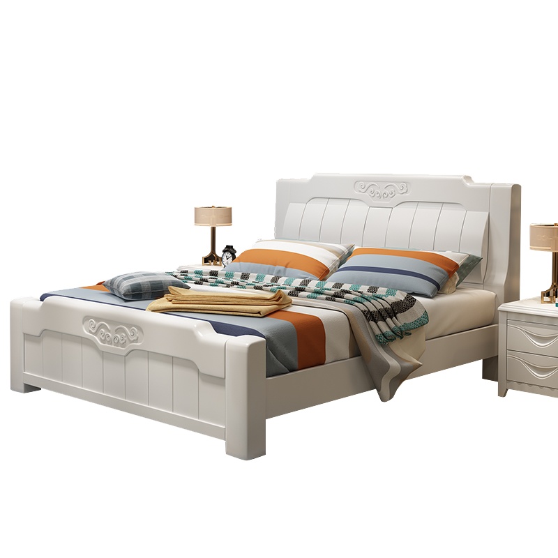 实木床 现代新中式橡木床1.8米双人婚床1.5米单人床卧室家具