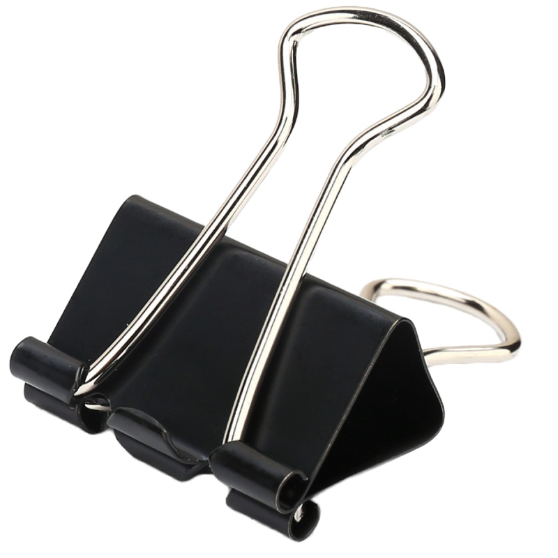 得力(deli)黑色长尾夹金属票夹子燕尾夹铁夹子大号小号文件夹办公文具用品文件小夹子 25mm 48只/筒 8564