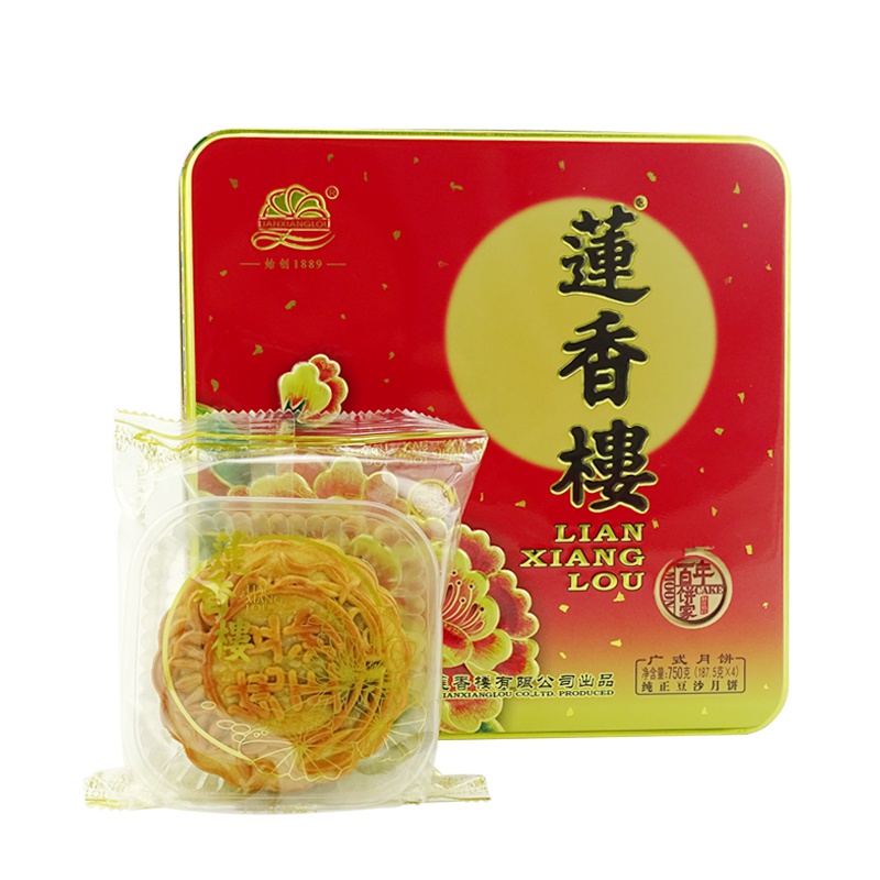 莲香楼 纯正豆沙月饼 750g铁盒 广式月饼中秋节月饼礼盒糕点零食送礼点