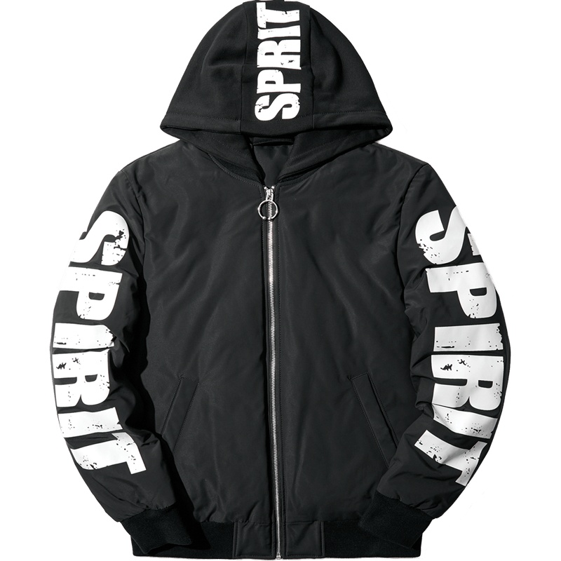 黑鲸 HLAJEANS字母印花连帽羽绒服男冬款羽绒外套男短款CWRAJ48034A