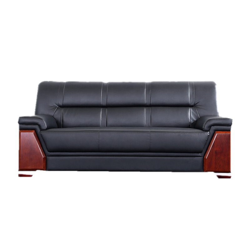 欧宝美办公沙发商务洽谈实木扶手接待会客沙发皮艺沙发一套