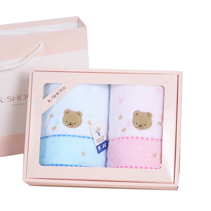 金号(KING SHORE)毛巾两条装礼盒 精梳纯棉 无捻纱柔软舒适大毛巾28.5*21.5*6 高档礼盒