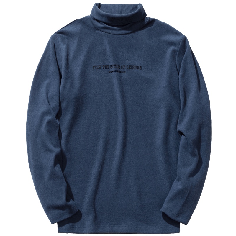 千纸鹤男装T恤2019秋装新款时尚潮流高领弹力男士印花打底衫20303