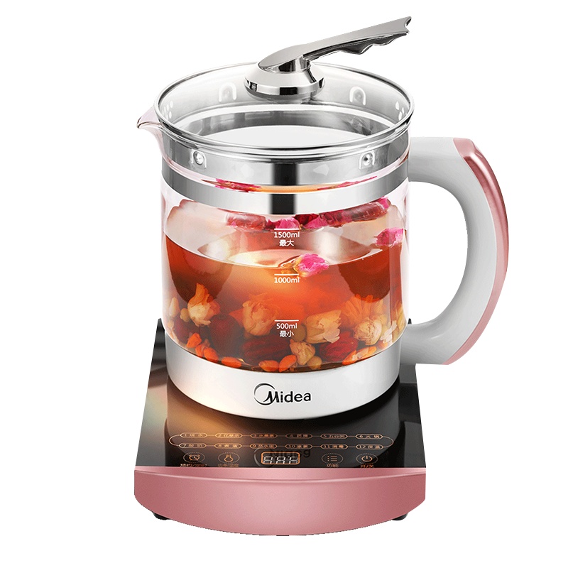 美的(Midea)养生壶电水壶1.5L触屏式煎药壶智能烧水壶电热水壶花茶壶电茶壶煮水壶煮茶器玻璃开水壶WGE1701b