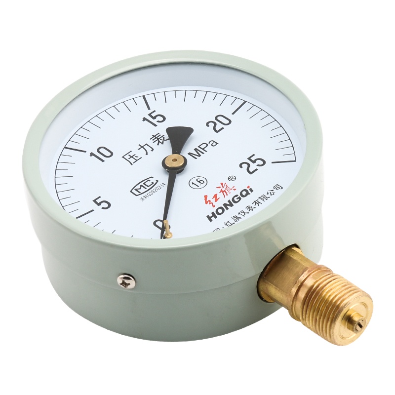 红旗 压力表Y-100 表盘直径100mm径向 指针式水压表油压表气压表压力表0-25MPA