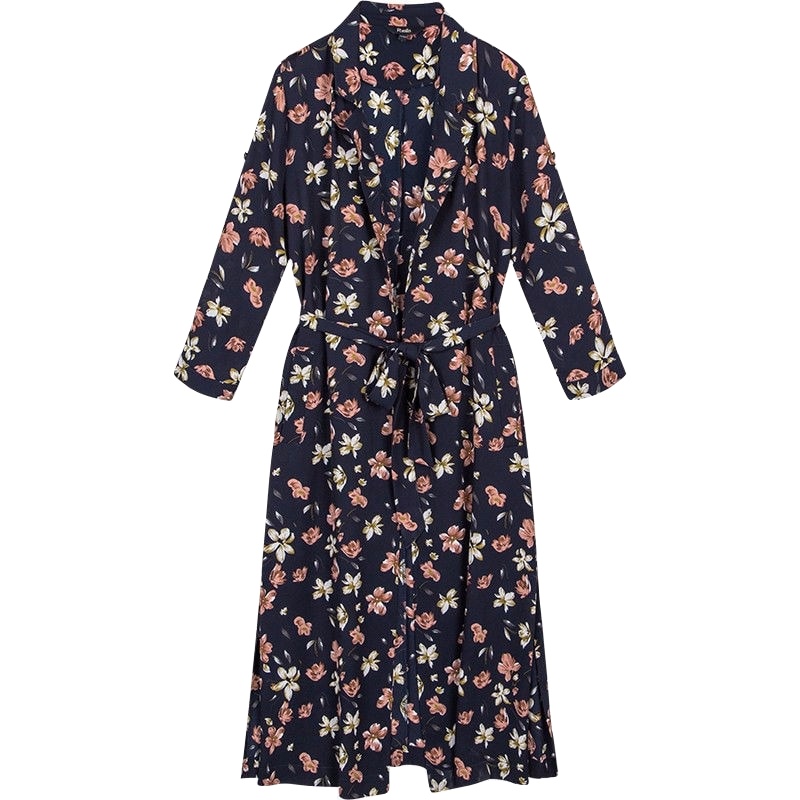 拉夏贝尔Puella夏季女装新款韩版宽松显瘦中长款碎花雪纺防晒衣女20012191