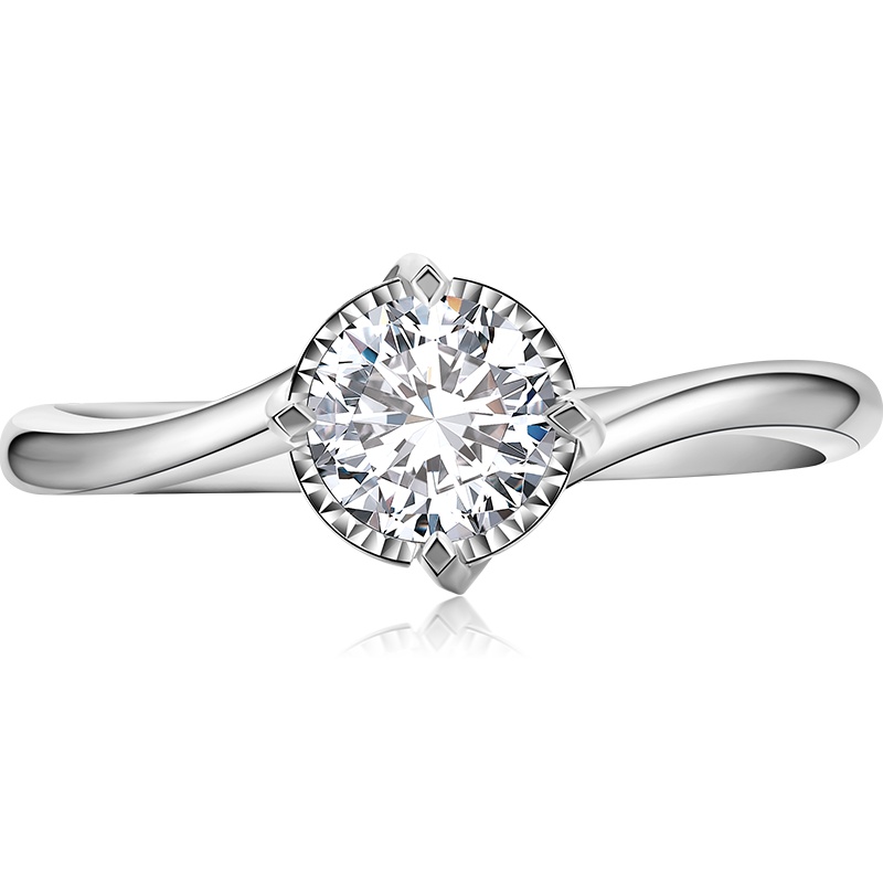 IDEAL爱迪尔珠宝有氧爱钻石戒指18k金白砖钻戒女对戒真钻 KSY107D