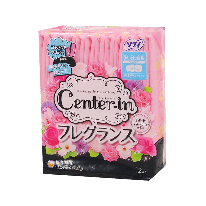 unicharm 尤妮佳 CENTER-IN花香型量多夜用护翼卫生巾 300mm*12片装