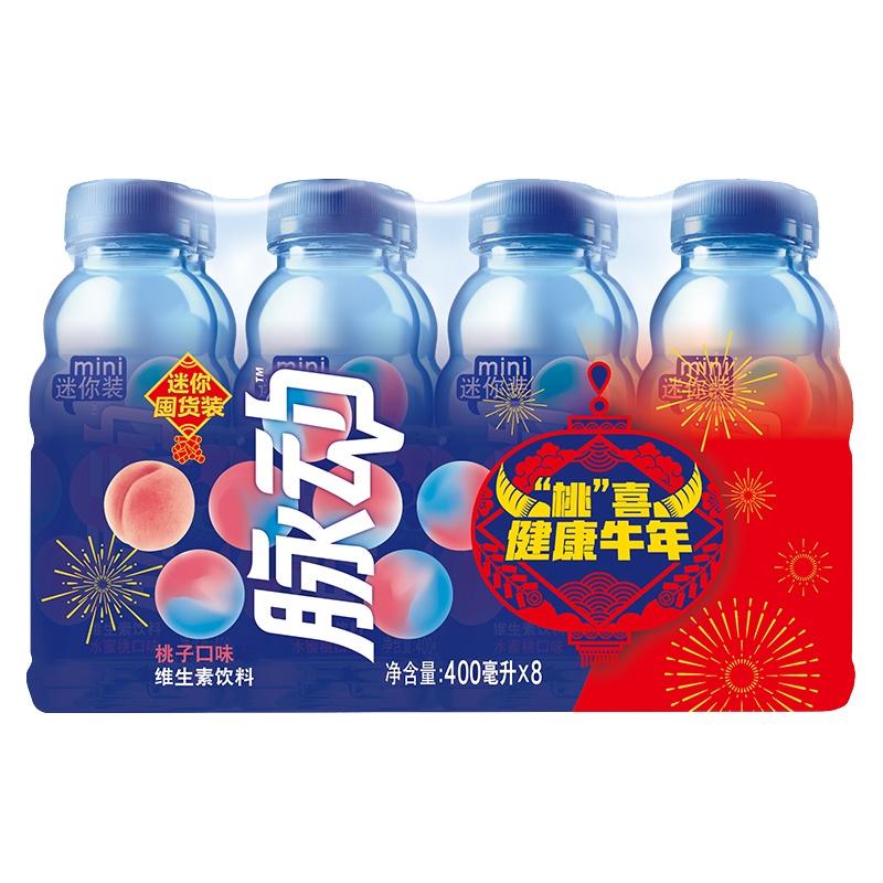 脉动(Mizone)维生素饮料 桃子口味 400ml*8瓶 连包