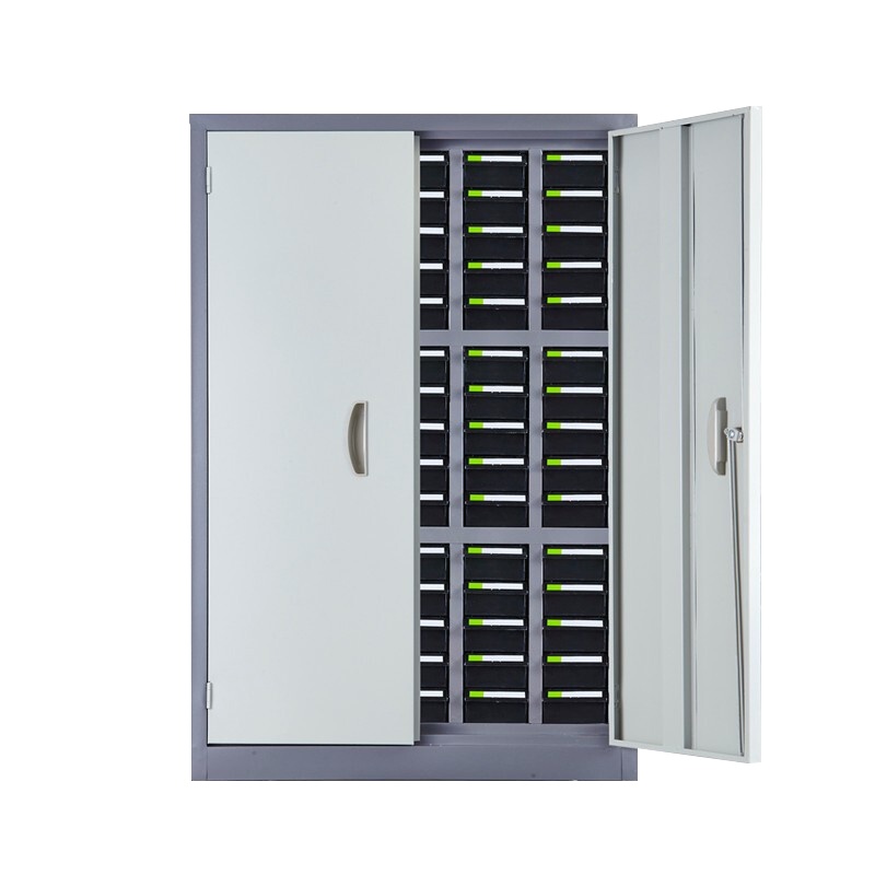 震海 75抽带门防静电零件柜黑色小号抽屉五金配件收纳柜零配件收纳柜螺丝元件盒样品物料柜零件柜