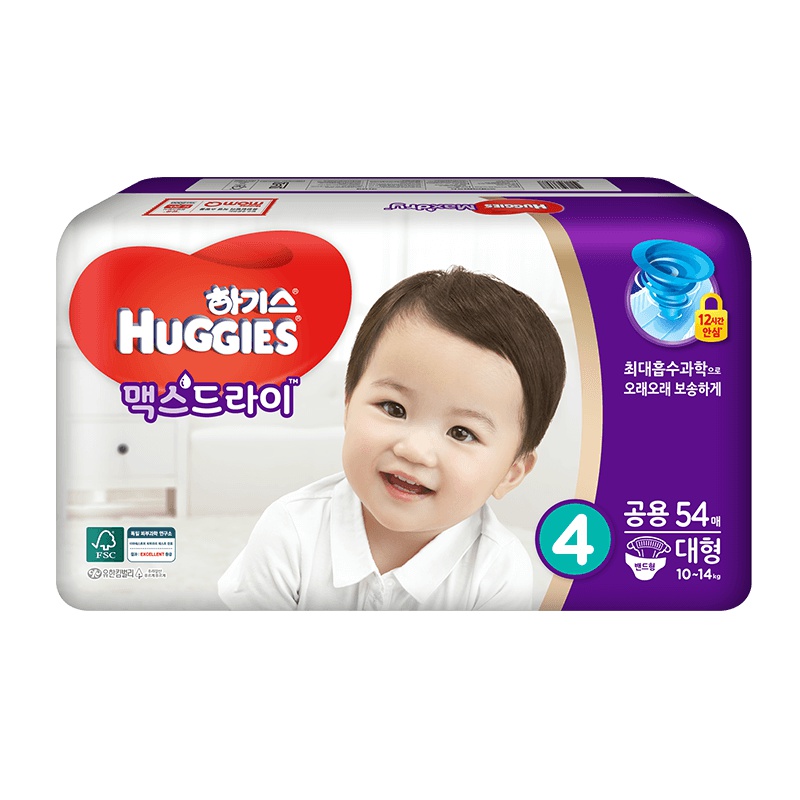 好奇(Huggies)超干爽纸尿裤 大号尿不湿 L54片 (9-14kg) 男女通用 韩国原装进口