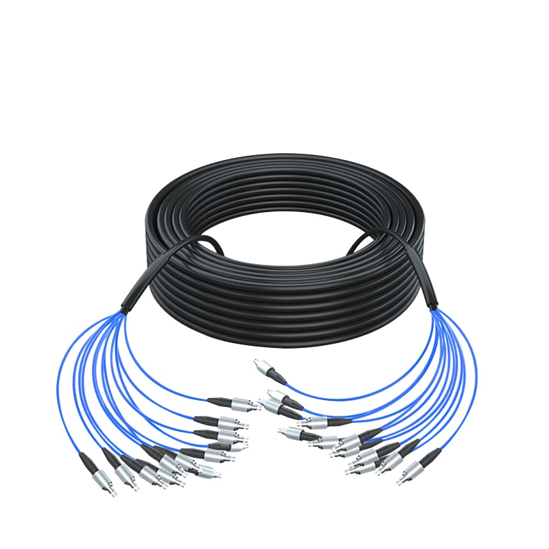 千天(QANTOP)室外FC-FC铠装光缆架空免熔接光纤跳线成品线电信级户外单模12芯网线延长监控传输光纤线350米