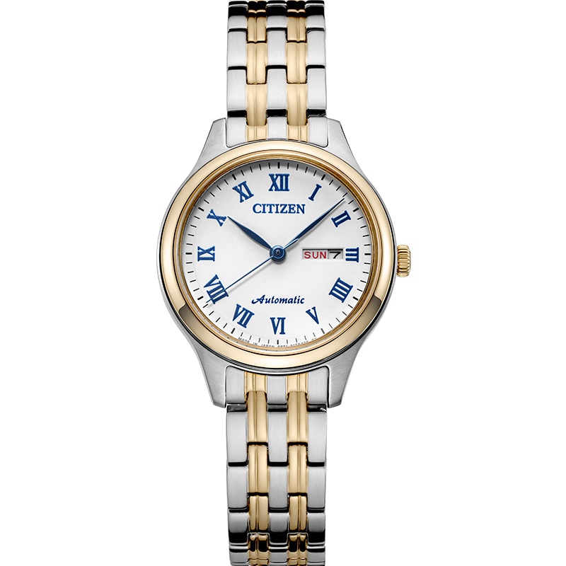 西铁城(CITIZEN)手表女日本自动机械经典复古玫瑰金表壳镂空情侣女表PD7136-80AB