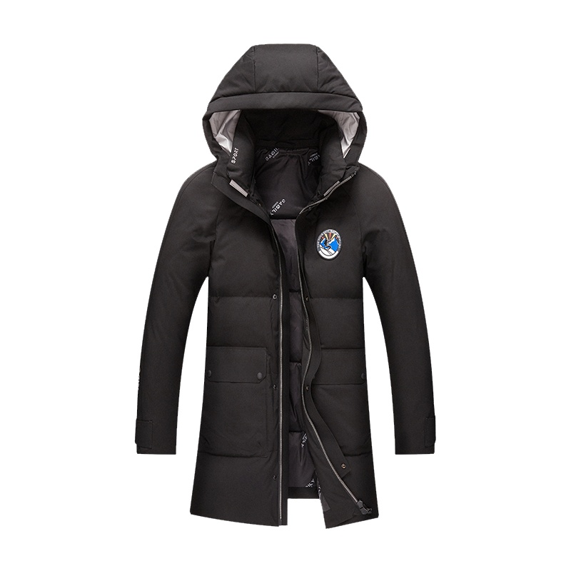 阿仕顿羽绒服男装朝版时尚休闲连帽中长款鹅绒服冬季外套男