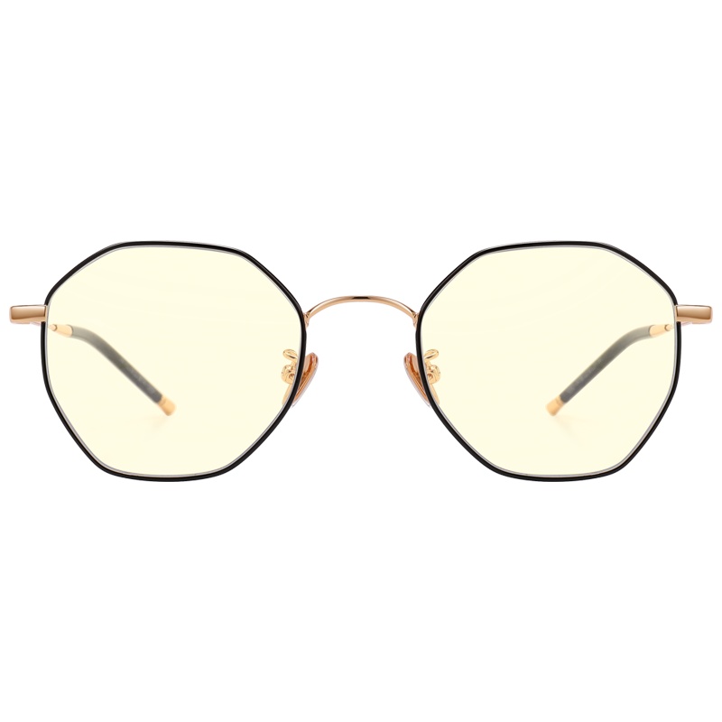 帕森宋祖儿明星同款防蓝光防辐射眼镜 女士金属多边形电脑护目镜平光镜 15738L