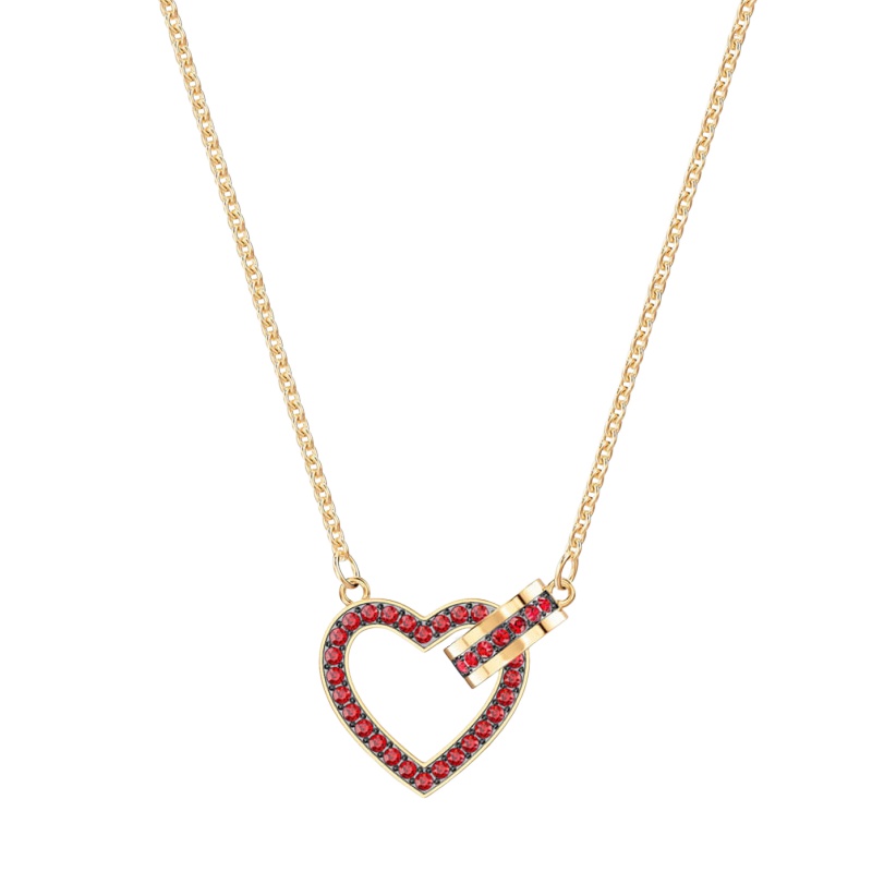 SWAROVSKI施华洛世奇 红色黑色心心相印爱心项链 女士 人造水晶 送恋人