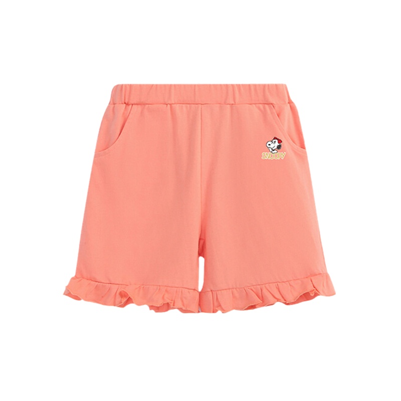 史努比女童裤子女宝宝短裤儿童运动裤女孩花边裤外穿2021夏季新款
