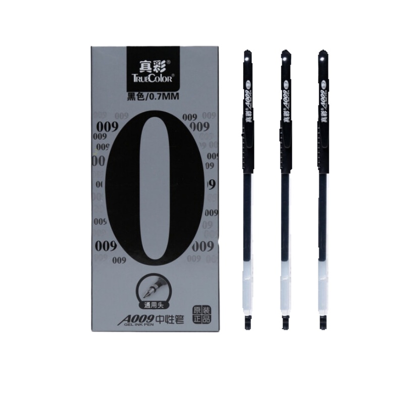 真彩(TRUECOLOR)A009经典办公子弹头中性笔签字笔水笔0.7mm 黑色 12支/盒