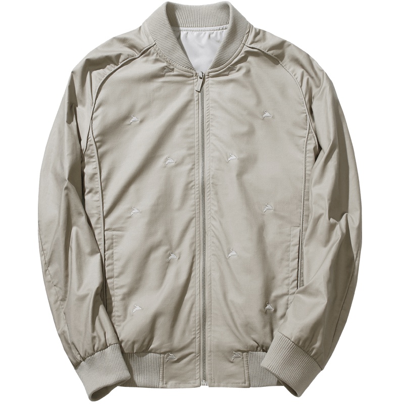 千纸鹤男装棒球服2019秋款青年时尚休闲刺绣飞行茄克莫代尔外套男30181