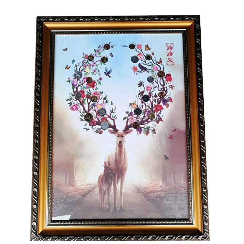 轩凌子 企业专享 花世界花卉20国钱币收藏画《路路发》壁画收藏画 50套起购