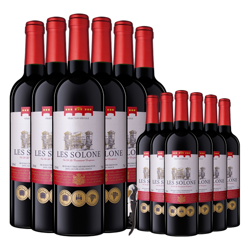 法国原瓶进口红酒 索龙世家干红葡萄酒十二支装赠海马刀750ml*12