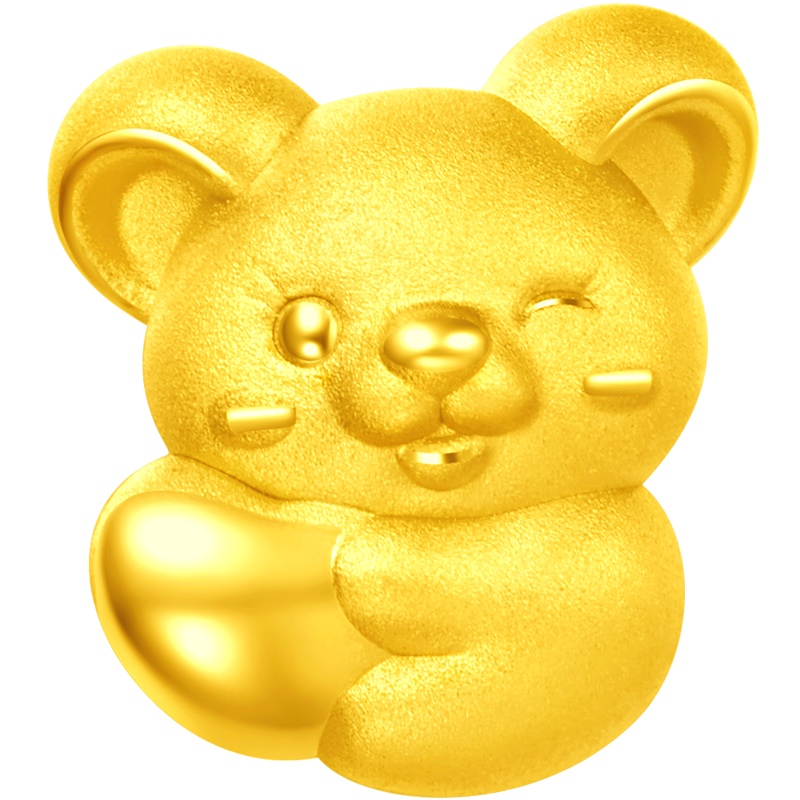 周大福 十二生肖鼠金鼠心有所鼠转运珠足金金吊坠甄品R24402