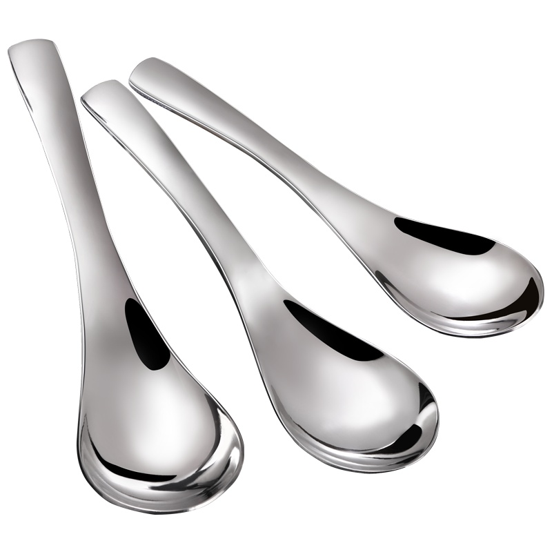 304不锈钢勺子家用汤勺儿童吃饭小勺喝汤调羹汤匙创意可爱小勺子家庭套装3只装
